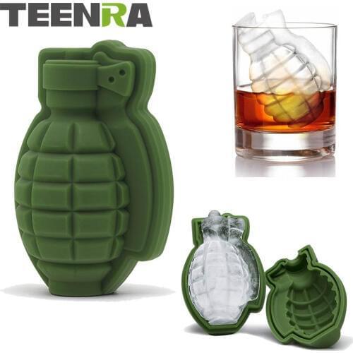 TEENRA 1Pcs Grenad Ice Mold 3D Silicone Ice Cube Mold Ice Cream Maker Chocolate Candy Mold Grenad Cube Tray Kitchen Tools
