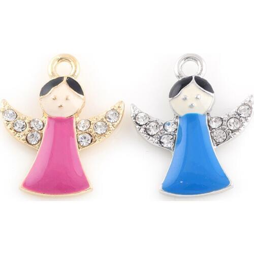 22*18mm Enamel Crystal Angel Pendant Charms Diy Pendants For Jewelry Making DIY Handmade Craft
