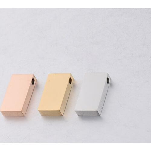 100% Stainless Steel Rectangle Beads Charms Rosegold/Gold/Silver Color Metal Rectangle Bead Mirror Polished Wholesale 30pcs