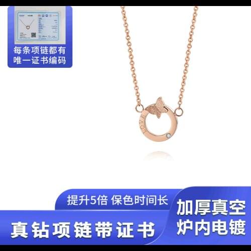 2021 New Hot Sale Fashion Ring Necklace LOVE Butterfly Real Diamond Necklace Diamond Necklace