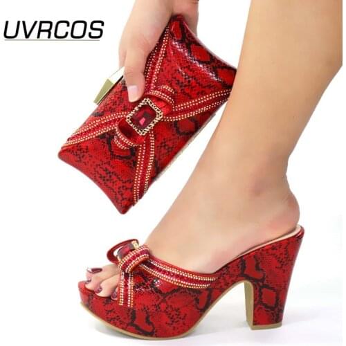 2021 Special Design Italian Mature Style Nigerian Women Shoes and Bag to Match INS Hot Selling Red Matching Shoes and Bag