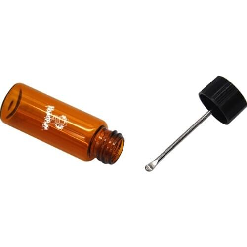 5pcs 67MM Portable Amber Glass Oil Bottles Pill Box Case Sniffer bottles,Snuff Sniffer Bottle With Metal Spoon.Color Random