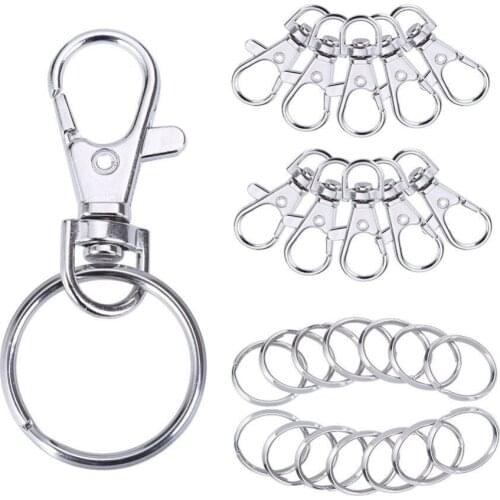 55PCS Silver Metal Swivel Lobster Clasps Lanyard Snap Hook Lobster Clasp Clip Jewelry Findings Clasps Keychain Key Rings