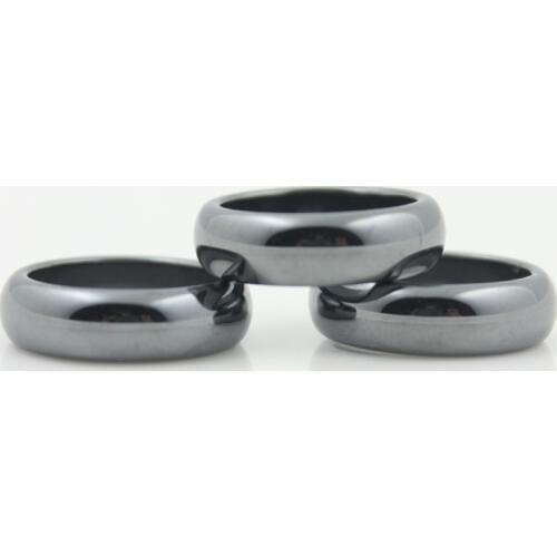 AAA Quality 6mm Width Arc face cambered surface natural Hematite Stone Rings (US size 7-13#) (50 Pieces/lot) HR1007-1-1