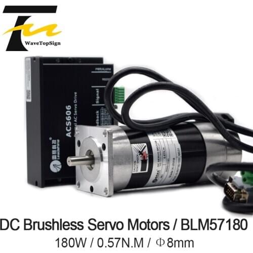 Leadshine 180W Brushless DC Servo Motor+Drive Kit BLM57180-1000+ACS606+Cable 6.7A 0.57NM 3000RPM Pulse Control