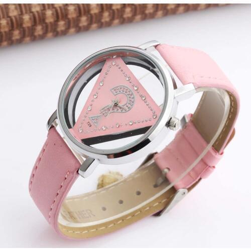 Reloj mujer bayan kol saati Fashion Ladies Watches Elegant Hollow Triangle Watch Women Thin Leather Strap Quartz Watch WOMAGE