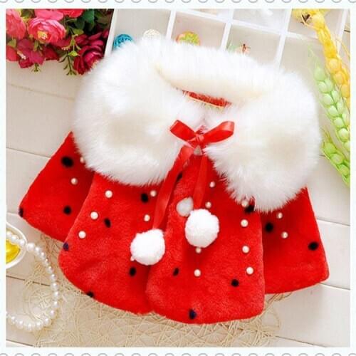 Childrens Winter Warm Jacket Cloak Jacket Cute Girl Clothes Wool Fur Girls Sweater Big Fur Collar Round Baby Cloak Baby Jacket