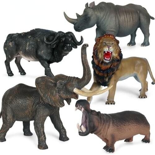 Wild Life Animal Figurine for Children Big Size Simulation Lion Elephant Buffalo Hippo Rhino Figure Toy Gift