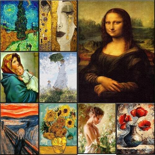 DIY Digital Painting By Numbers World Famous Oil Painting Acrylic Paint By Numbers Modern Wall Art Picture For Gift Artist Kits