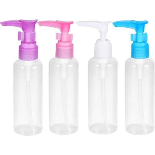 4Pcs Press Pump Bottle PET Bottle Makeup Subpackaging Bottle Refillable Bottle Emulsion Bottle for Hotel Bathroom Travel
