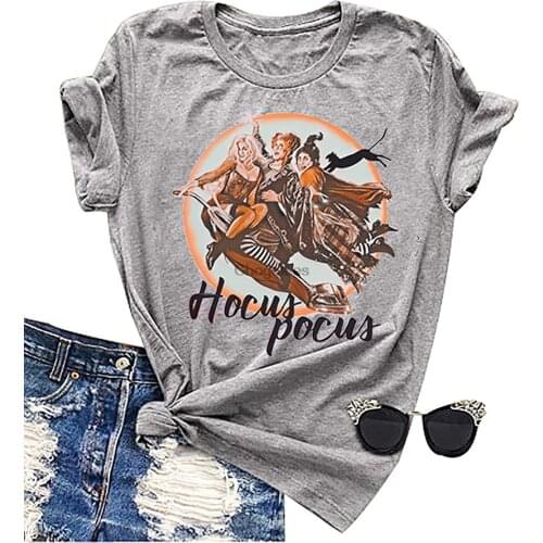 Halloween Sanderson Sisters Shirt Hocus Pocus Halloween Graphic Tees Tops for Women Short Sleeve Fall Casual Tshirt