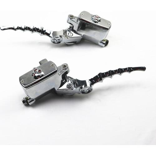 Chrome 1" Skull Handlebar Brake Clutch Reservoir Lever Chopper Vintage Custom XL