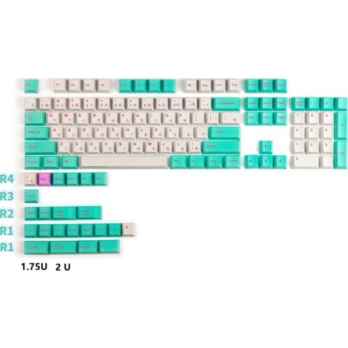 GMK Keycaps Simulated Small Set PBT Cherry Profile Mint Green And Toffee White Universal Column For 104 108 Mechanical Keyboard
