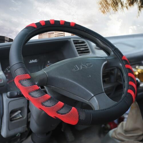RED PU Leather Steering Wheel Covers for Car Bus Truck 36 38 40 42 45 47 50cm Diameter Auto Steering-wheel cover