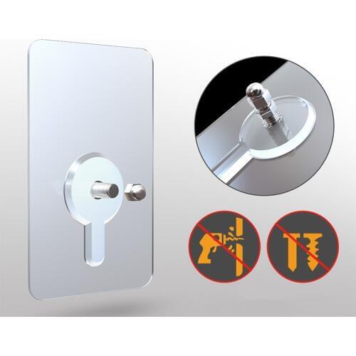 Hot sales 2pcs /Set PVC adhesive nails wall poster Non-trace stick Wall Hook durable practical transparent strong adhesive screw