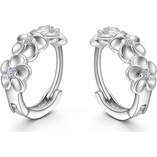 Top Sale 925 Sterling Silver Earring Woven Flowers Shape Hoop Earrings CZ Crystal Pretty Earring For Wedding Accessories