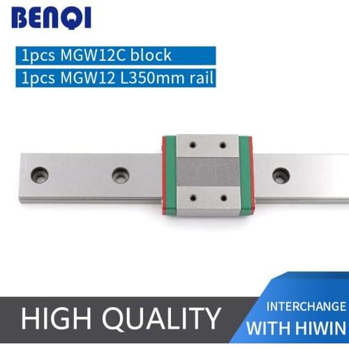 Miniature 12mm linear guideway MGW12- L350mm + 1pc MGW12C block/carriage from Benqi china linear guide