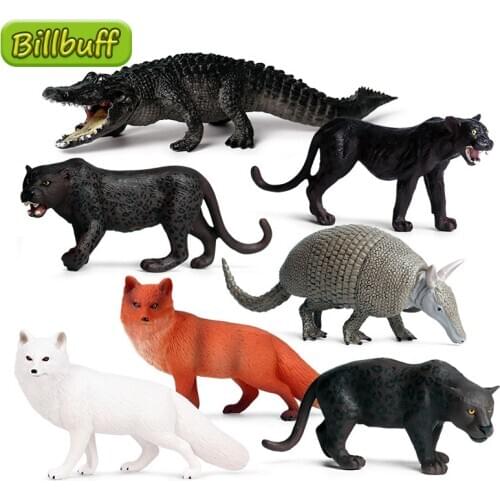 New Simulation PVC Wild Animal Model Action Figures Fox Cheetah Crocodile Collection Cognition Educational Toy for Children Gift