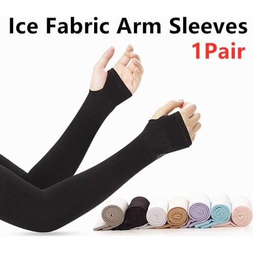 2020 New Ice Fabric Arm Sleeves Warmers Summer Sports UV Protection Running Cycling Driving Reflective Sunscreen Arm Sleeves