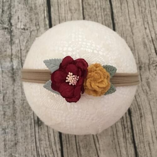 Flower Skinny Wine Mustard Headband
