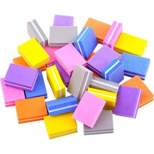 CHNRMJL 50Pcs/Pack Professional 100/180 Mini Double-Sided Nail Art Nail File Block Washable Sponge Nails Files Manicure Tool Kit