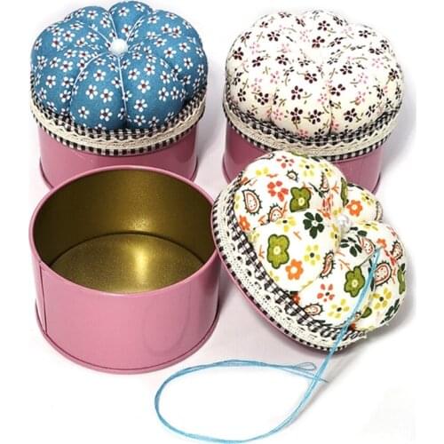 Pumpkin Shaped Needle Pin Cushion with Storage Box Pincushion Stitch Needlework Mat for DIY Craft Embroidery Sewing Needles X7XD