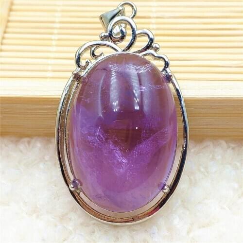 Genuine Natural Purple Amethyst Quartz Pendant 37x24mm Water Drop Women Men Amethyst Necklace Brazil 925 Sterling Silver AAAAA