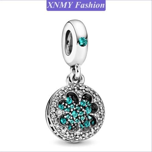 New Original Silver Color My Four-leaf Clover Mini Dangle Charm Fits European Pandora Bracelet Diy Jewelry Making 2021 Summer