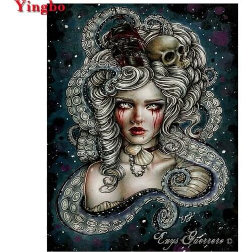 Full square round 5d Diamond Painting Cross stitch Halloween woman rhinestones decoration diamond Embroidery picture pastes