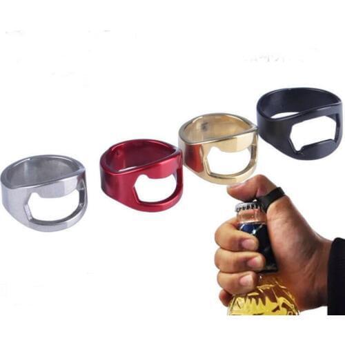 New Portable Finger Ring Bottle Opener Colorful Stainless Steel Beer Bar Tool Bottle Favors Free Shipping LX8286