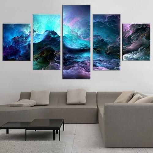 Canvas Poster Home Decor Wall Art Framework 5 Pieces Abstract Psychedelic Nebula Space Paintings Modern HD Prints Cloud Pictures