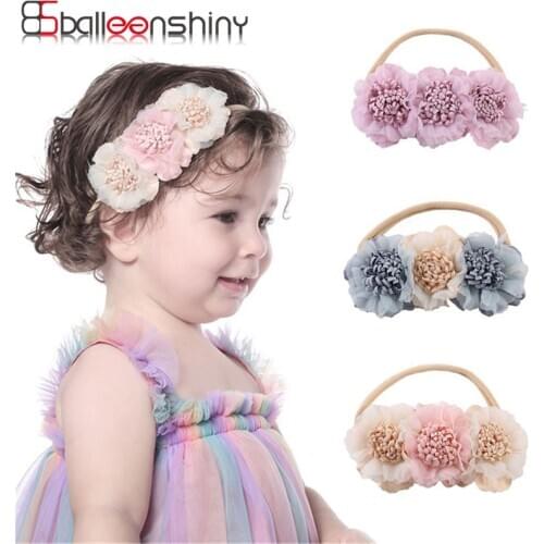 Balleenshiny Floral Baby Girl Headbands Newborn Elastic Hairbands Kids Fresh Style Cute Princess Headwear Hair Accessories