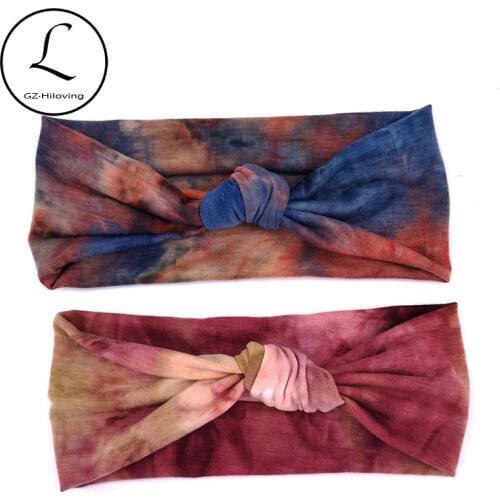 Cool Soft Splash Tie Dye Cotton Headbands For Women Ladies Girls New Summer thin stretch Hair Bands Accessories Yoga Turban