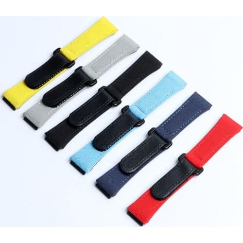 25mm Black Blue Gray Red Men Nylon Canvas Fabric With Leather Watchband For Richard Watch Mille RM50 RM53 Strap band Bracelet
