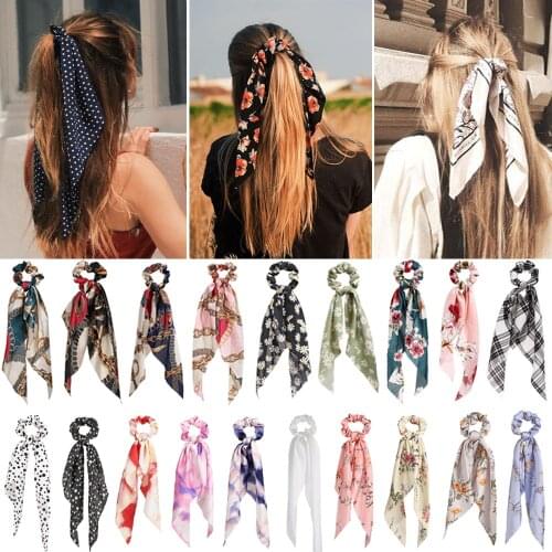 Candy Color Women Hair Scrunchie Bows Ponytail Holder Hairband Bow Knot Scrunchy Girls Hair Ties Hair Accessories Christmas