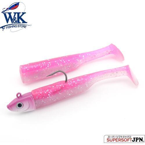 22g Jig Head with 9cm/9g Super Soft Fishing Lure Big Fish Tips for Rock Fish Seabass Pollock Fishing Bait Black Minnow Set Lures
