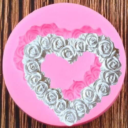 Heart Shape Roses Flower Silicone Molds Wedding Cupcake Topper Fondant Cake Decorating Tools Candy Polymer Clay Chocolate Moulds