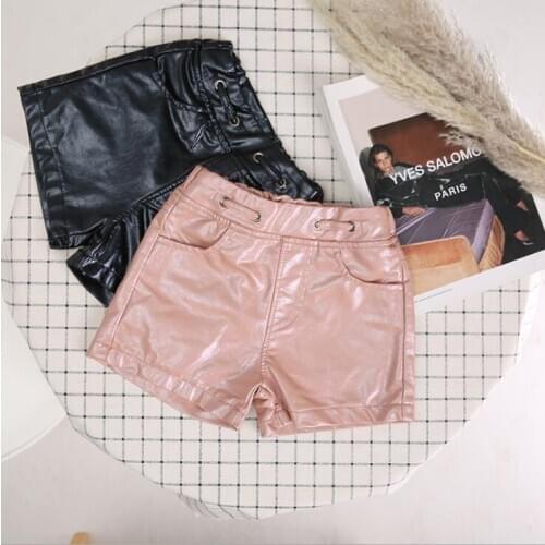 2020 new wholesale girls pu leather shorts autumn fashion girls shorts 3-8t F640