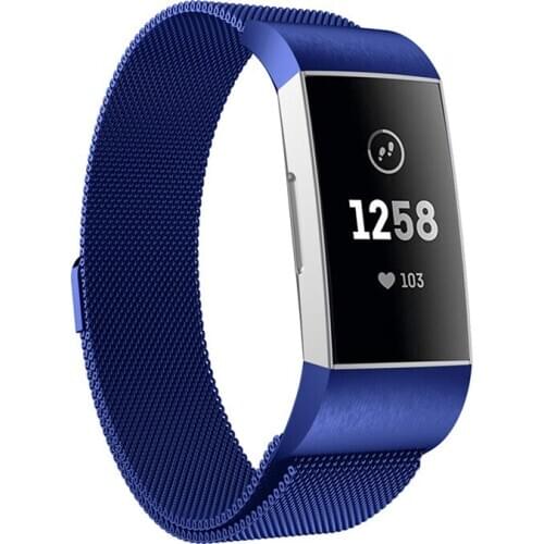 Compatible with Fitbit Charge 3/4 Bands for Women Men Stainless Steel Mesh Magnetic Metal Band Replacement DJA88