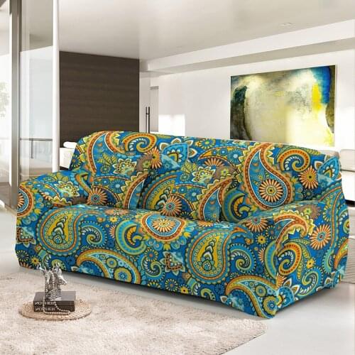 Traditional Asian Elements Paisley Elastic Sofa Cover For Living Room L Shape Couch Covers Bohemia Slipcover 1/2/3/4 Seater