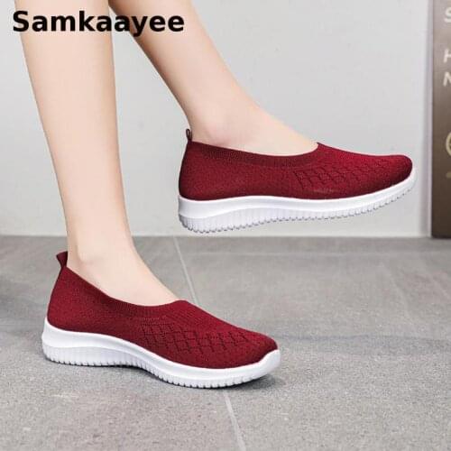 Size 36-41 Women Flats Shoes Spring Autumn Female Sneakers Solid Loafers Mesh Shoes Mujer Slip-On Breathable Casual Zapatos y22