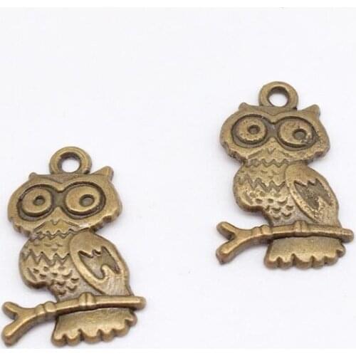 20 pcs Vintage owl Charms 15x23mm owl pendants fit DIY earring bracelet necklace Jewelry Making