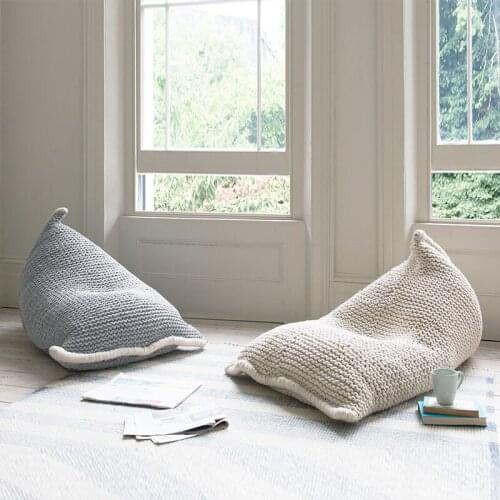 Handmade Wool Knitted Creativity Lazy Sofa Kids' Bean Bag Sofa Chair Children Single Puff Tatami Floor Pillow Chunky Wool Chair