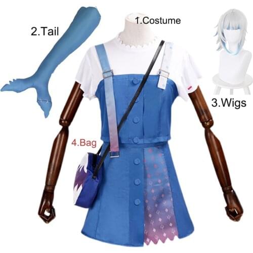 Youtube Vtuber Hololive Gawr Gura Shark Dress Uniform Outfit Suit Cosplay Costume Women Halloween