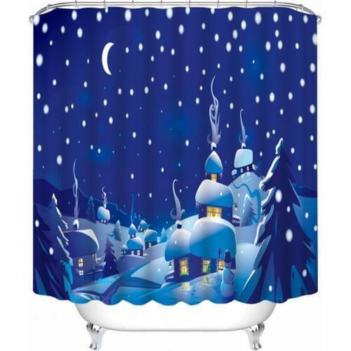 Snowy scenery Pattern 3D Shower Curtain Polyester Fabric Waterproof Shower Curtain Eco-Friendly Bathroom Curtain Home