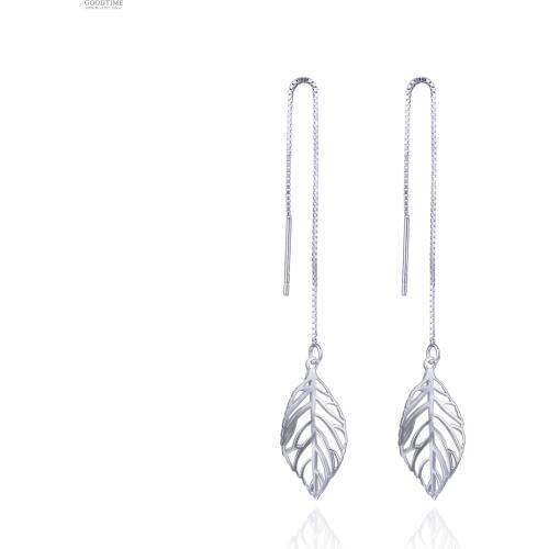 Vintage Women 925 Sterling Silver Jewelry Leaf Shaped Long Earrings Inlaid Earring Silver Earrings For Girl Accessories