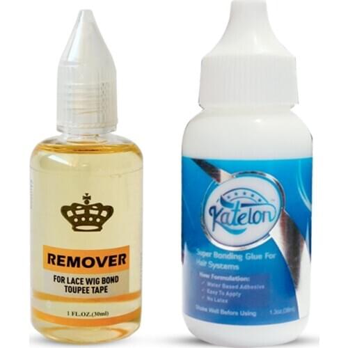1.3oz Katelon Lace Wig Adhesive Bonding Glue And Remover For Lace Wig, Toupee Remover Hair
