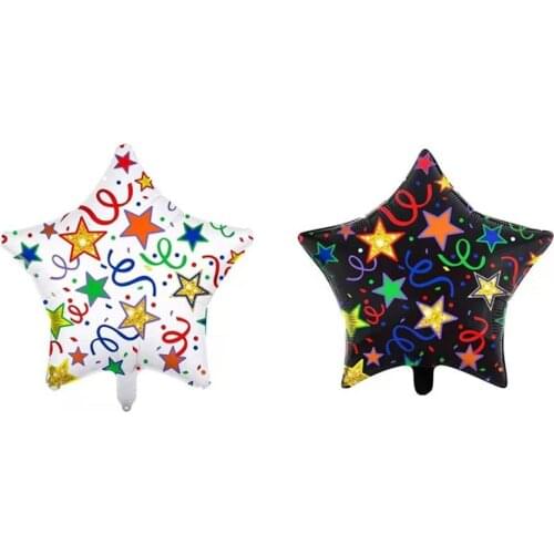 10pcs 18inch Black White Colorful Star Foil Balloons Baby Shower Happy Birthday Party Decorations Kids Toys