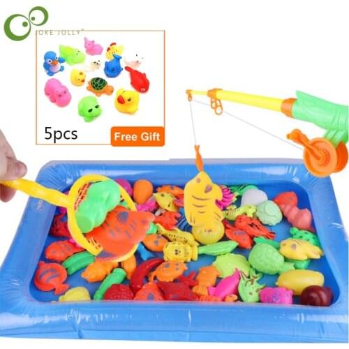 2 Rod 10 3D Fish 1 Pool Water Baby Bath Toys Outdoor Toy Childrens Magnetic Fishing Parent-child interactive Toys Game Kids WYW