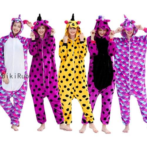 2020 Winter Onesies Women Men Unisex Adult Cute Cartoon Onesies Animal Pajamas Stitch Unicorn Flannel Pyjamas Sleepwear